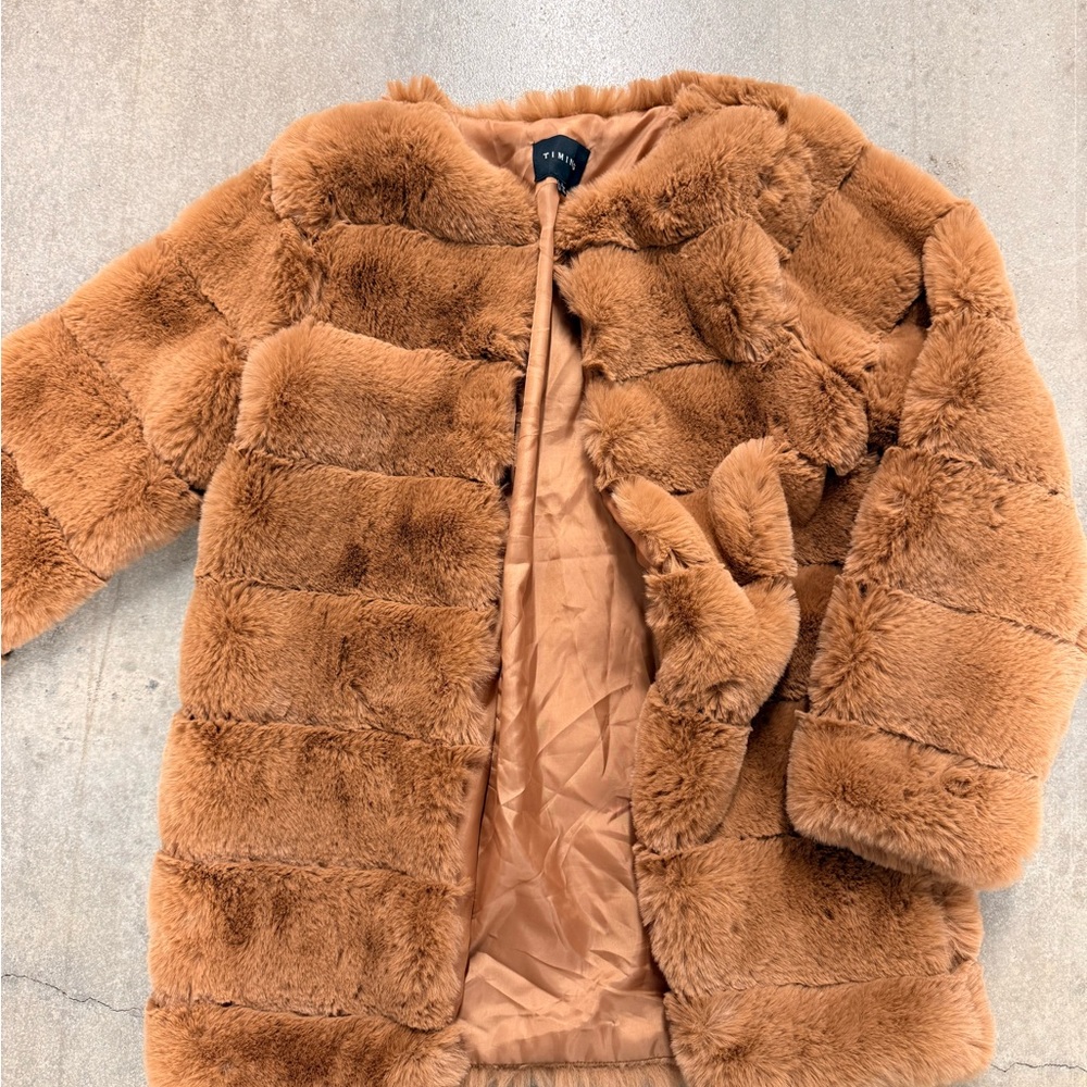 Timing Faux Fur Jacket in Rich Brown